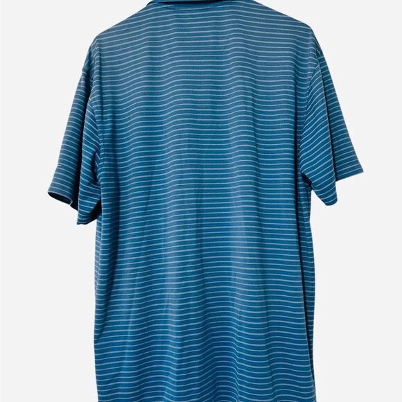 Nike Golf Mens Polo Shirt Sz XL Blue Striped Short Sleeve Dri Fit - Picture 3 of 3